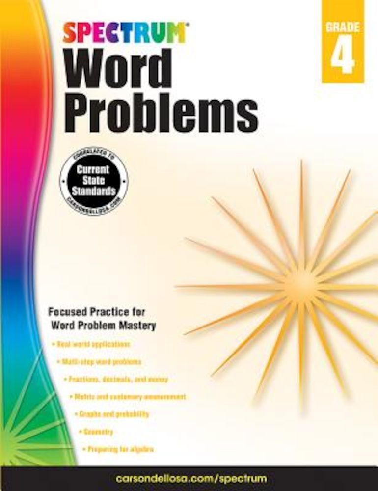 Spectrum Word Problems, Grade 4, Paperback фото продукта