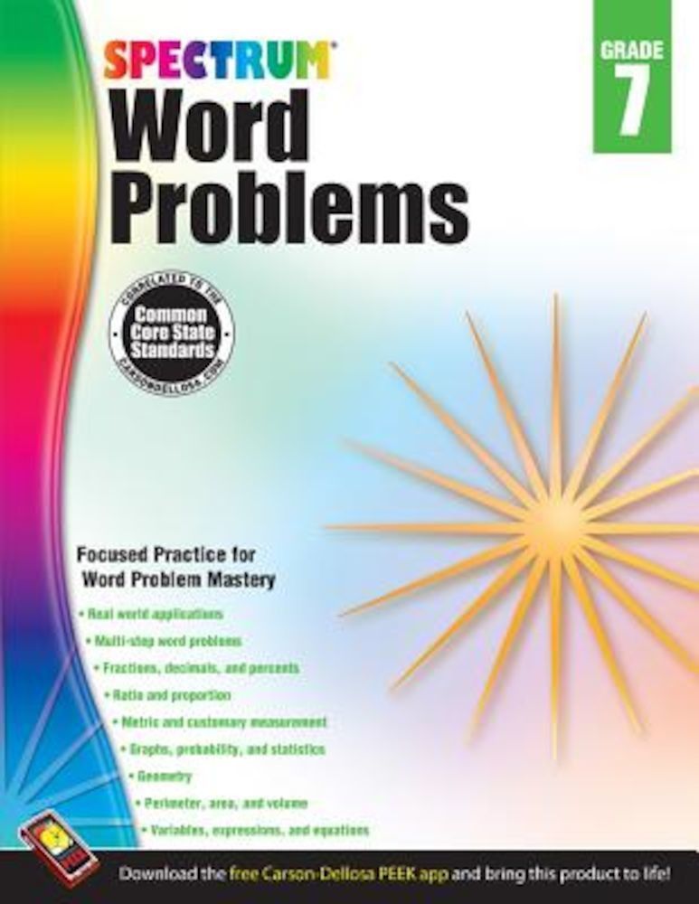 Spectrum Word Problems, Grade 7, Paperback fotografia produsului