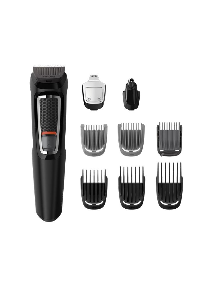 Aparat de tuns, Philips, MG3740/15, 60 min, Multigroom series 3000, otel, Negru fotografia produsului