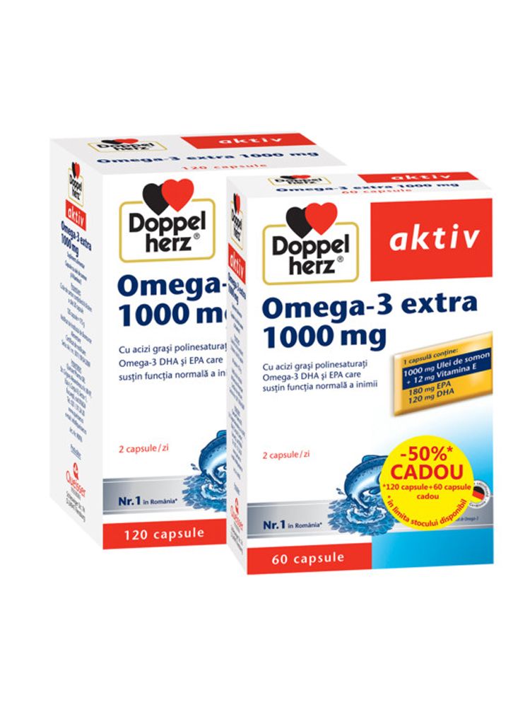 Supliment alimentar Doppelherz Aktiv Omega-3 1000 mg, 120 capsule + 60 gratis fotografia produsului