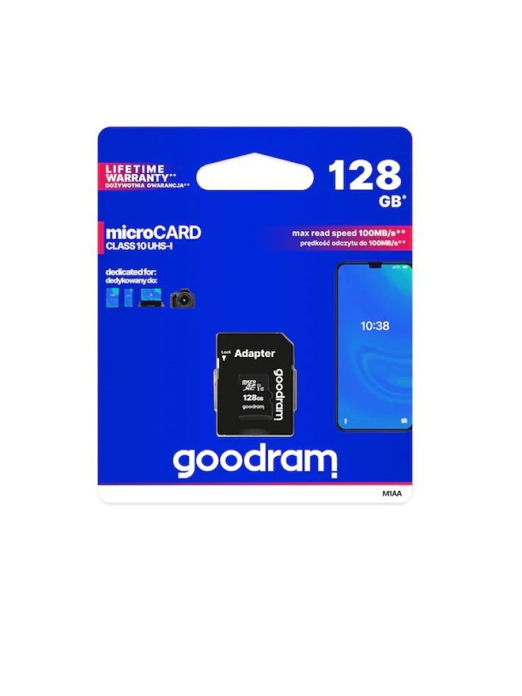 Card de memorie microSD Goodram M1AA-1280R12, 128GB, UHS I, cu adaptor, Negru fotografia produsului View 3 L
